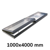 Puits de lumière modulaire à ouverture électrique 1000 x 4000 mm (1 fixe, 1 ouvrant)