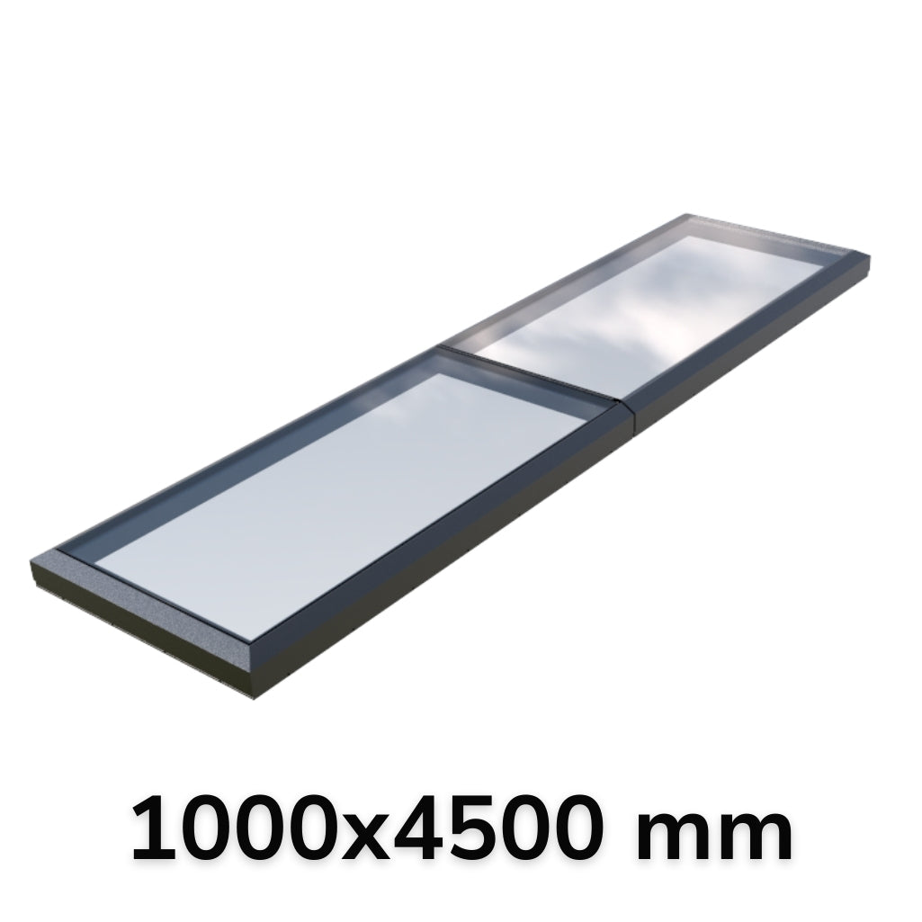 Puits de lumière modulaire à liaison fixe en verre 1000 x 4500 mm (2 fixes, 0 ouvrant)