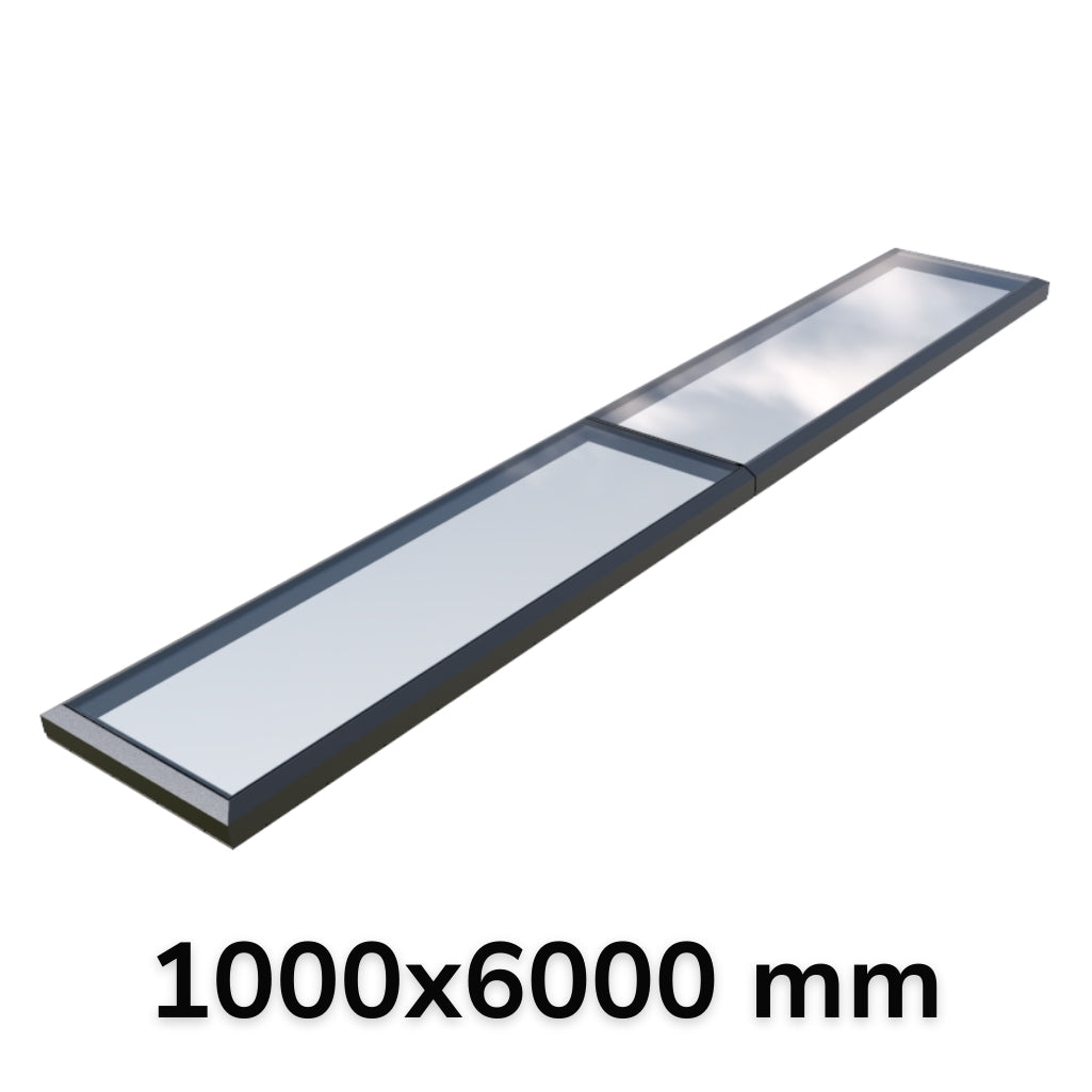 Puits de lumière modulaire à liaison fixe en verre 1000 x 6000 mm (2 fixes, 0 ouvrant)