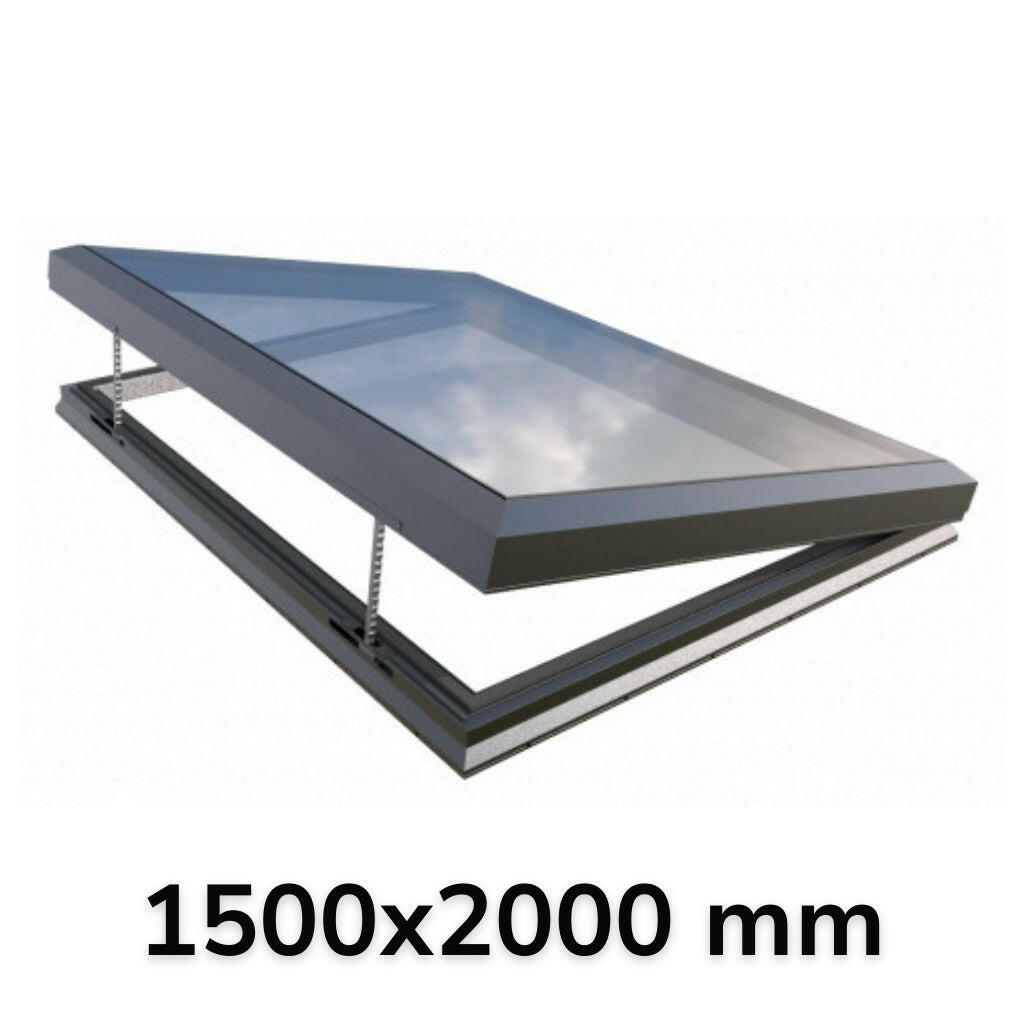 Puits de lumière ouvrant électrique en verre 1500 x 2000 mm (gamme Premium)