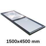 Puits de lumière modulaire à liaison fixe en verre 1500 x 4500 mm (2 fixes, 0 ouvrant)