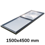 Puits de lumière modulaire à liaison fixe en verre 1500 x 4500 mm (2 fixes, 0 ouvrant)