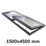 Puits de lumière modulaire à ouverture électrique 1500 x 4500 mm (1 fixe, 1 ouvrant)