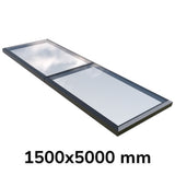 Puits de lumière modulaire à vitrage fixe 1500 x 5000 mm (2 fixes, 0 ouvrant)