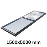 Puits de lumière modulaire à vitrage fixe 1500 x 5000 mm (2 fixes, 0 ouvrant)