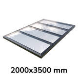 Puits de lumière modulaire à vitrage fixe 2000 x 3500 mm (2 fixes, 0 ouvrant)