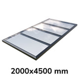 Puits de lumière modulaire à liaison fixe en verre de 2 000 x 4 500 mm (2 fixes et 0 ouvrants)