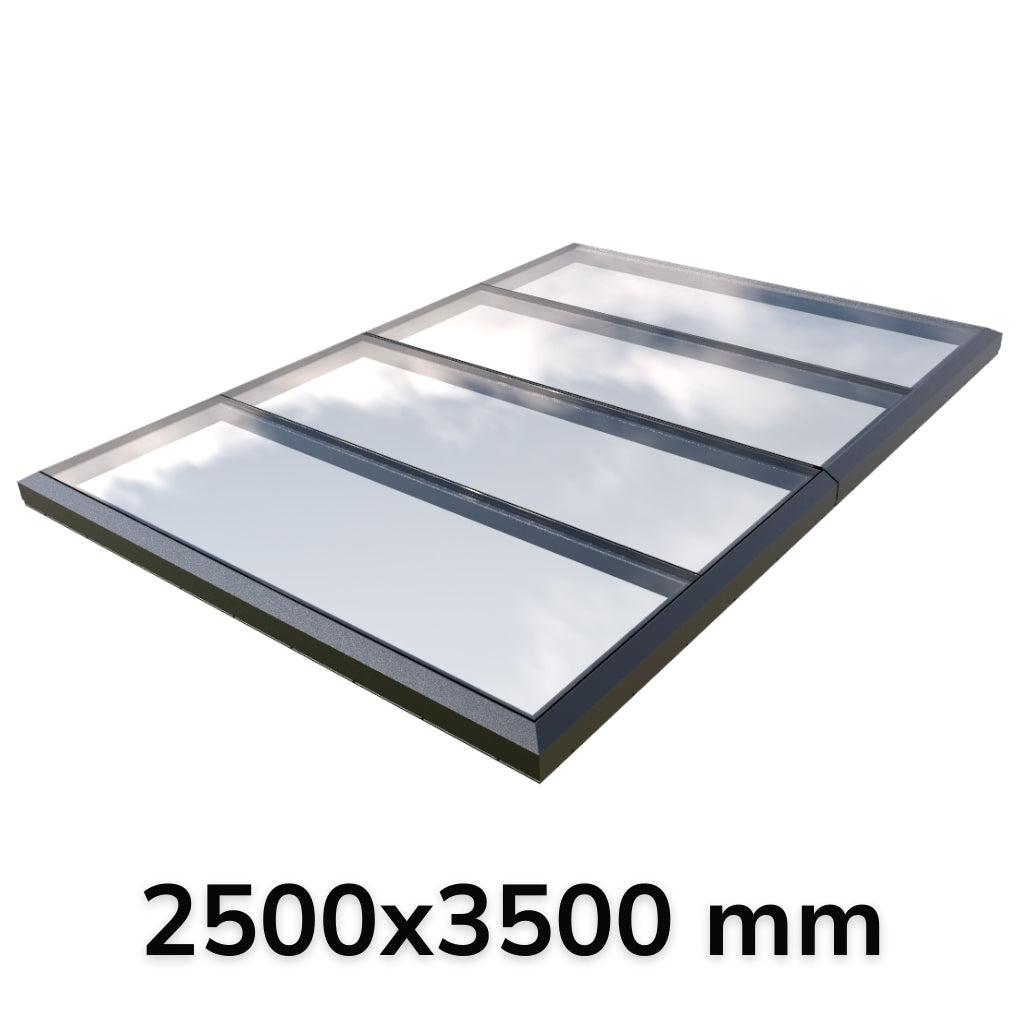 Puits de lumière modulaire à liaison fixe en verre 2500 x 3500 mm (2 fixes, 0 ouvrant)