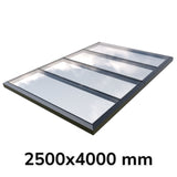 Puits de lumière modulaire à liaison fixe en verre 2500 x 4000 mm (2 fixes, 0 ouvrant)