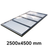 Puits de lumière modulaire à liaison fixe en verre de 2 500 x 4 500 mm (2 fixes et 0 ouvrants)