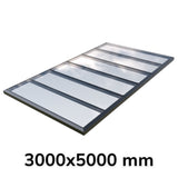 Puits de lumière modulaire à liaison fixe en verre 3000 x 5000 mm (3 fixes, 0 ouvrant)