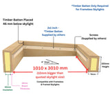 Rebord isolé pour puits de lumière pour toit plat 100 x 300 cm