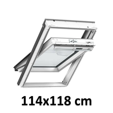 114x118 cm VELUX GGU SK06 0062 Manual Centre-Pivot Roof Window | White Polyurethane Maintenance Free | Triple Glazed.