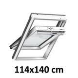 114x140 cm VELUX GGU SK08 0068 Manual Centre-Pivot Roof Window | White Polyurethane Maintenance Free | Triple Glazed.