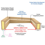 1200 x 1800 mm geïsoleerde opstand voor plat daklicht