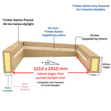 Rebord isolé pour puits de lumière pour toit plat 120 x 250 cm