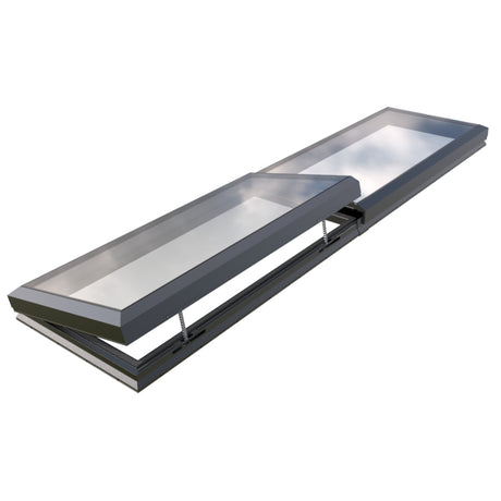 Puits de lumière modulaire à ouverture électrique 1000 x 4500 mm (1 fixe, 1 ouvrant)