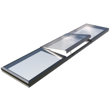 Puits de lumière modulaire à ouverture électrique 1500 x 6000 mm (2 fixes, 1 ouvrant)