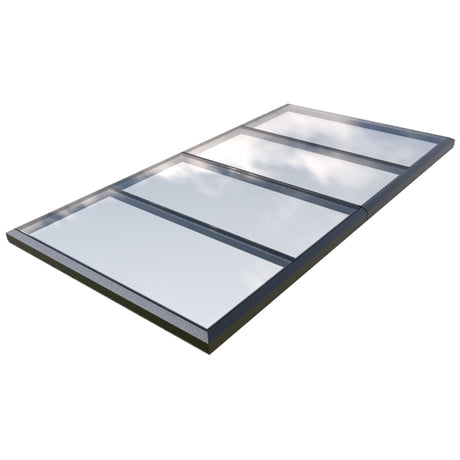 Puits de lumière modulaire à liaison fixe en verre de 2 500 x 4 500 mm (2 fixes et 0 ouvrants)