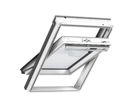 55x98 cm VELUX GGU CK04 0067 Manual Centre-Pivot Roof Window | White Polyurethane Maintenance Free | Triple Glazed.