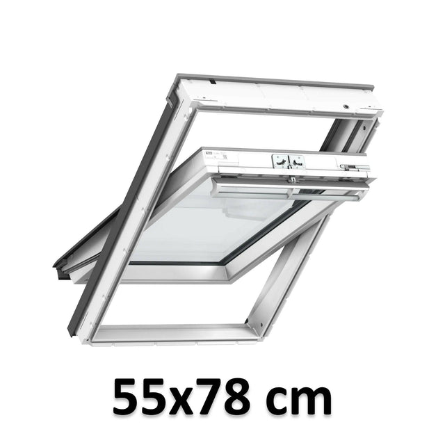 55x78 cm VELUX GGU CK02 0366 Manual Centre-Pivot Roof Window | White Polyurethane Maintenance Free | Triple Glazed.