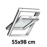 55x98 cm VELUX GGU CK04 0066 Manual Centre-Pivot Roof Window | White Polyurethane Maintenance Free | Triple Glazed.