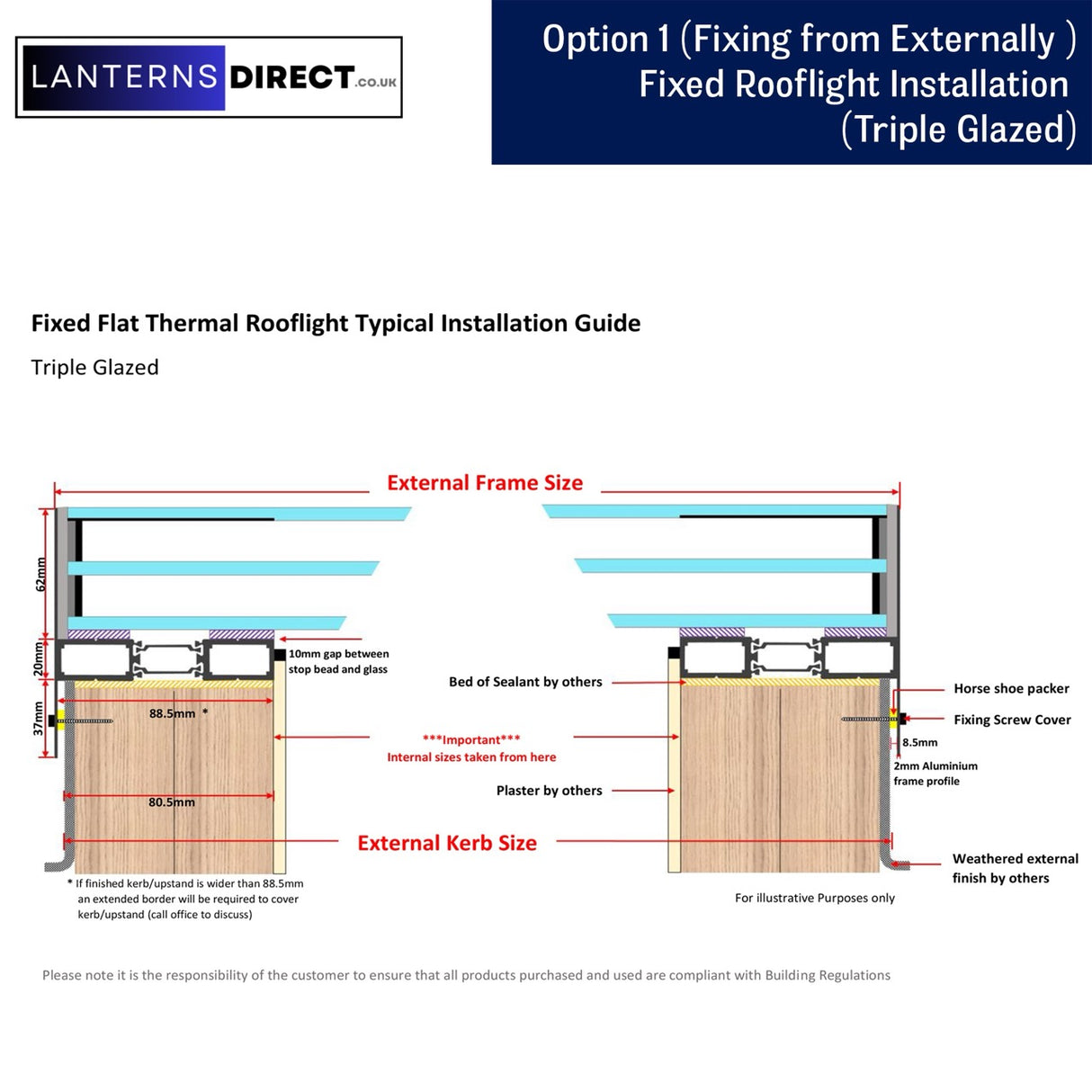 600 x 1800 mm LD ingelijst hellend daklicht