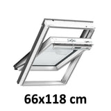 66x118 cm VELUX GGU FK06 0069 Manual Centre-Pivot Roof Window | White Polyurethane Maintenance Free | Triple Glazed.