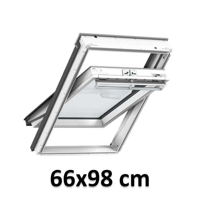 66x98 cm VELUX GGU FK04 0066 Manual Centre-Pivot Roof Window | White Polyurethane Maintenance Free | Triple Glazed.