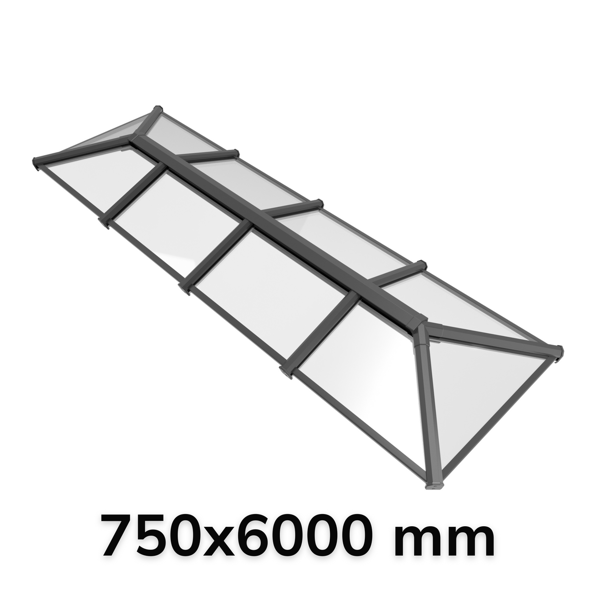 75 x 600 cm Stratus Aluminium Daklantaarn Stijl 6 (Traditioneel)