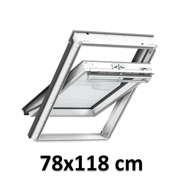 78x118 cm VELUX GGU MK06 0066 Manual Centre-Pivot Roof Window | White Polyurethane Maintenance Free | Triple Glazed.