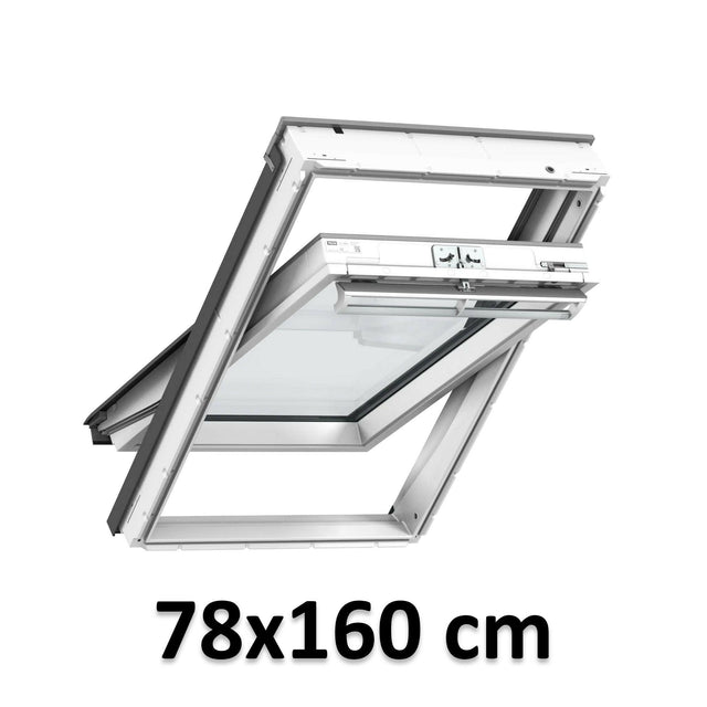 78x160 cm VELUX GGU MK10 0366 Manual Centre-Pivot Roof Window | White Polyurethane Maintenance Free | Triple Glazed.