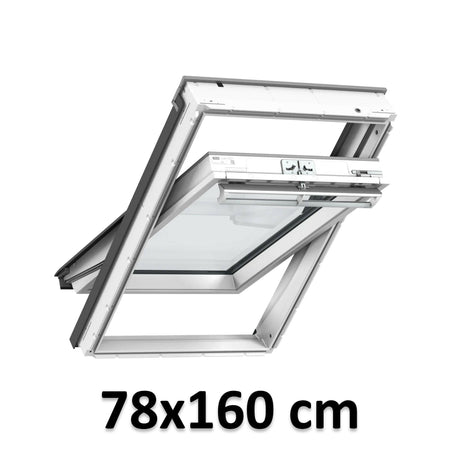 78x160 cm VELUX GGU MK10 0068 Manual Centre-Pivot Roof Window | White Polyurethane Maintenance Free | Triple Glazed.