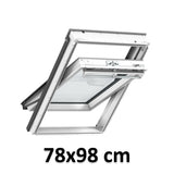 78x98 cm VELUX GGU MK04 0066 Manual Centre-Pivot Roof Window | White Polyurethane Maintenance Free | Triple Glazed.