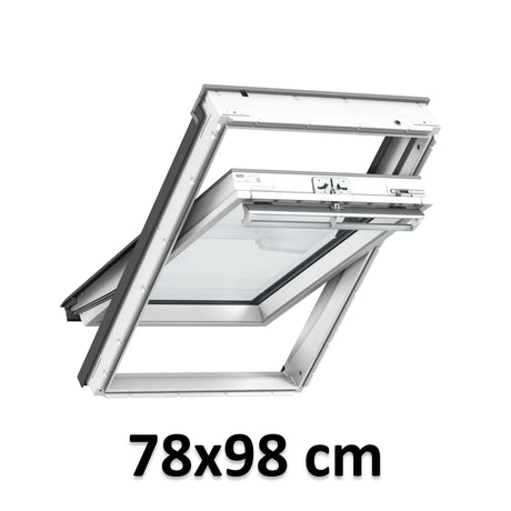 78x98 cm VELUX GGU MK04 0062 Manual Centre-Pivot Roof Window | White Polyurethane Maintenance Free | Triple Glazed.