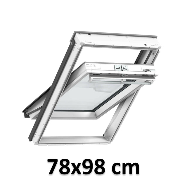 78x98 cm VELUX GGU MK04 0068 Manual Centre-Pivot Roof Window | White Polyurethane Maintenance Free | Triple Glazed.