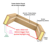 Rebord isolé pour puits de lumière pour toit en pente 60 x 300 cm