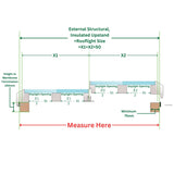 Puits de lumière modulaire à liaison fixe en verre 2000 x 6000 mm (2 fixes, 0 ouvrant)