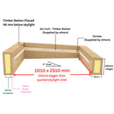 1000 x 2500 mm geïsoleerde opstand voor plat daklicht