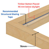 Rebord isolé pour puits de lumière pour toit plat 100 x 300 cm