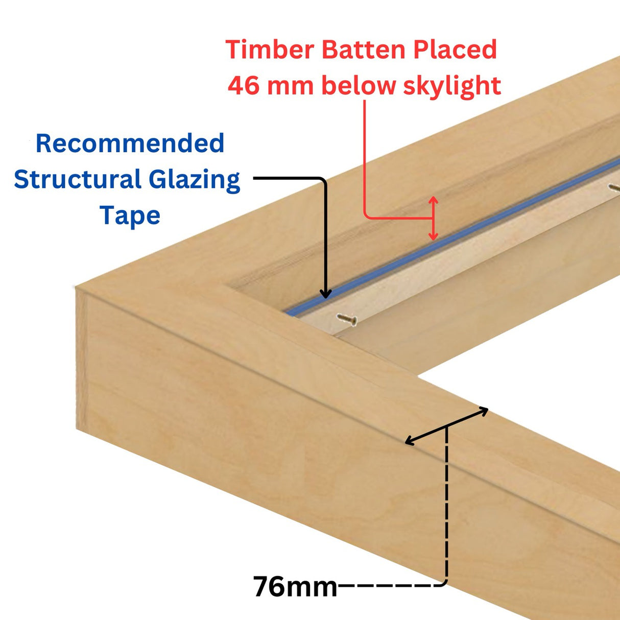 Rebord isolé pour puits de lumière pour toit plat 80 x 200 cm